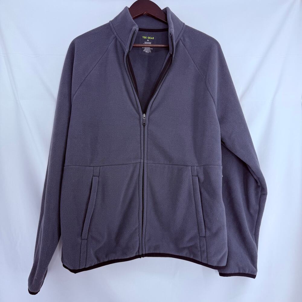Tekgear Front Zip Fleece Jacket Gray Mens Medium NWT Fall Lightweight Outerwear